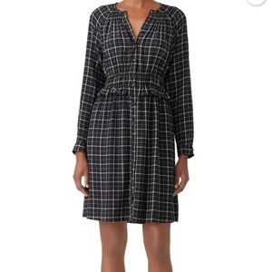 Rebecca Taylor Plaid Black longsleeve Silk Dress 8